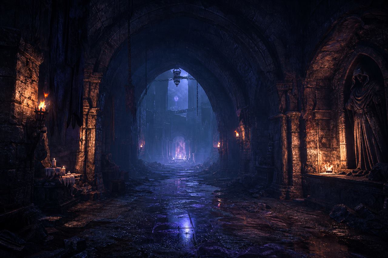 Ambient and dungeon game music — exploration beds and tension curves